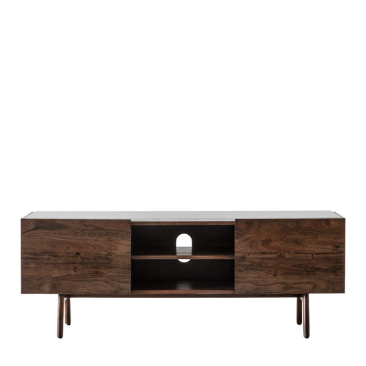 Barcelona Media Cabinet Dark Wood / Marble