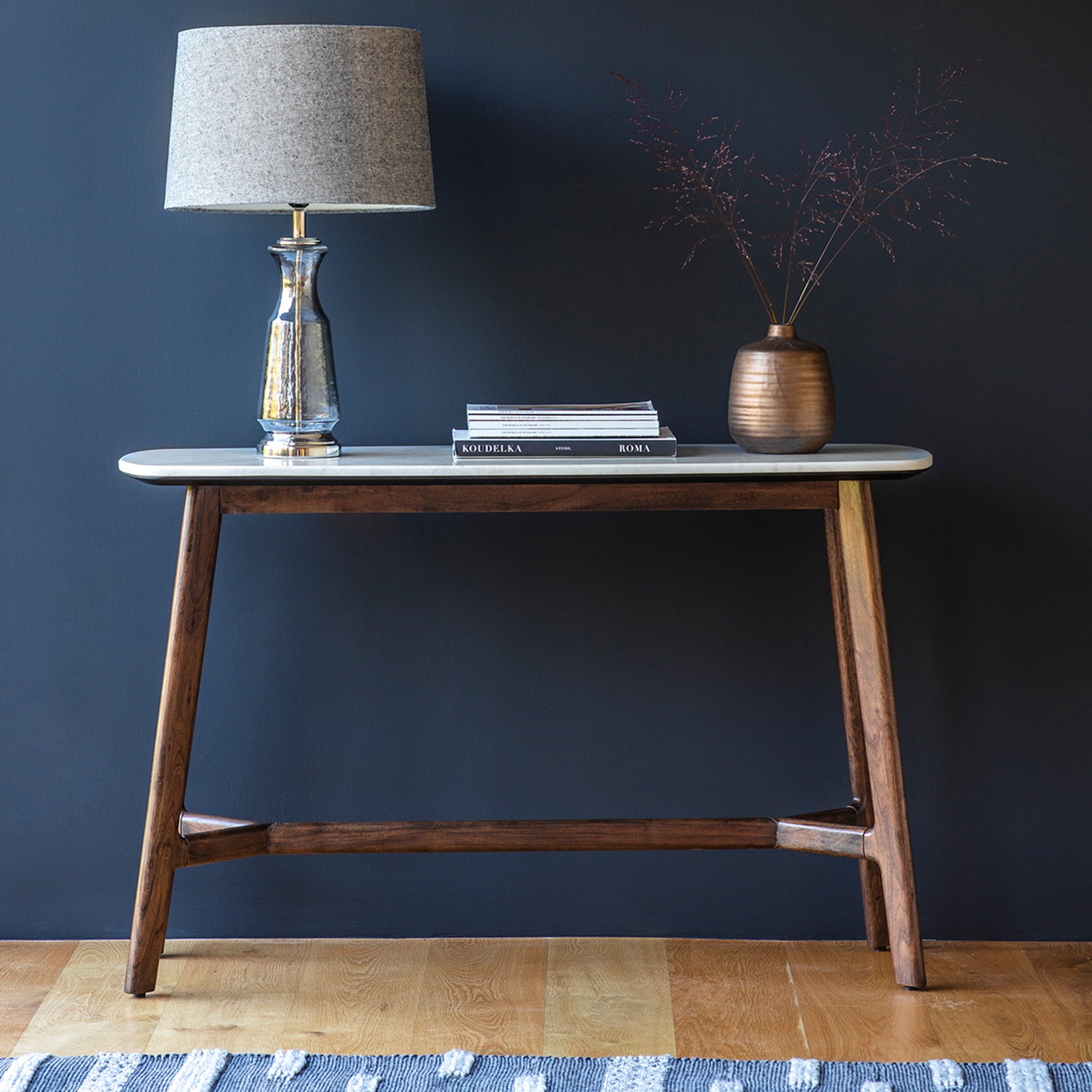 Barcelona Console Table Dark Wood / Marble