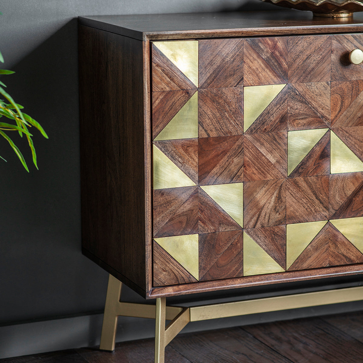 Tate 3 door Sideboard Brown / Gold