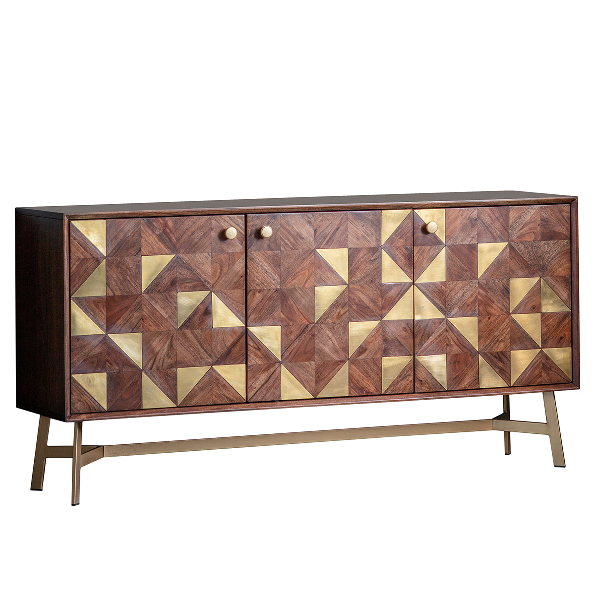Tate 3 door Sideboard Brown / Gold