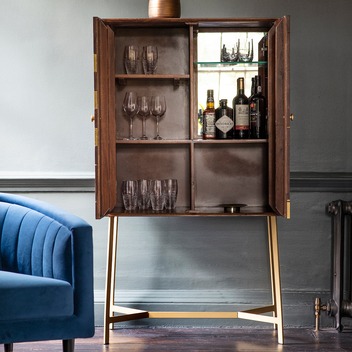 Tate Bar Cabinet Brown / Gold