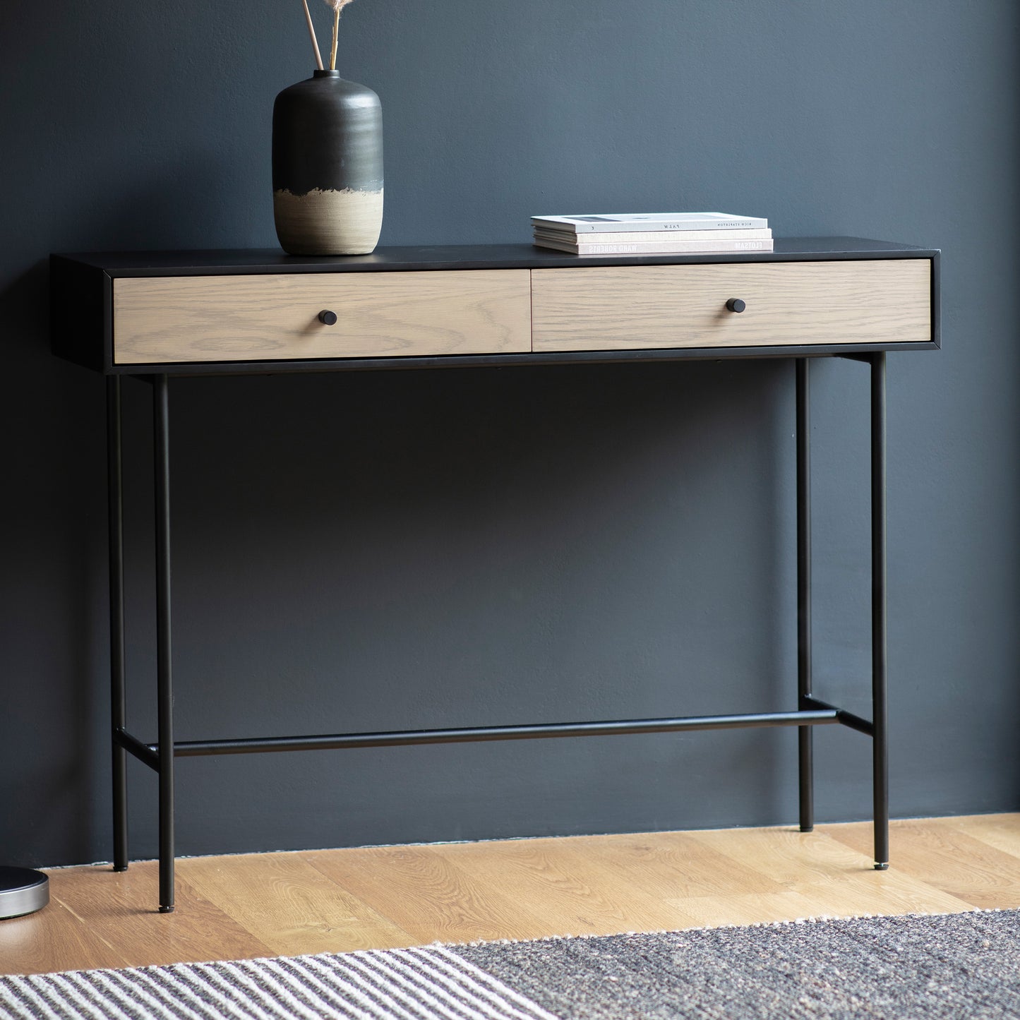 Carbury 2 Drawer Console Table Black / Natural