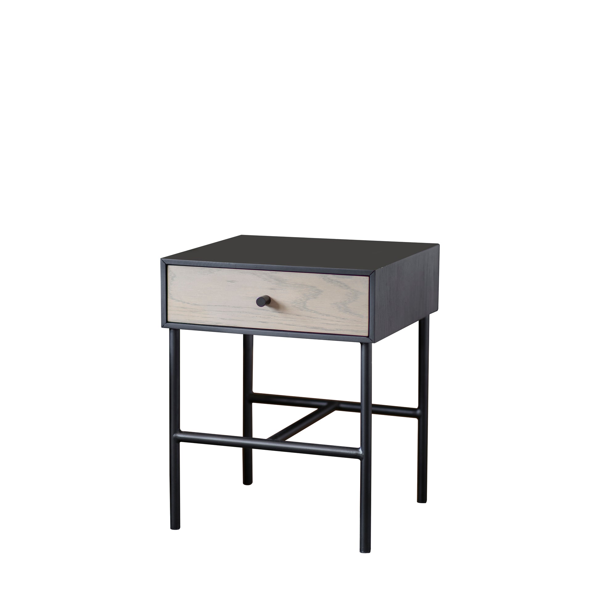 Carbury 1 Drawer Bedside Table Black / Natural