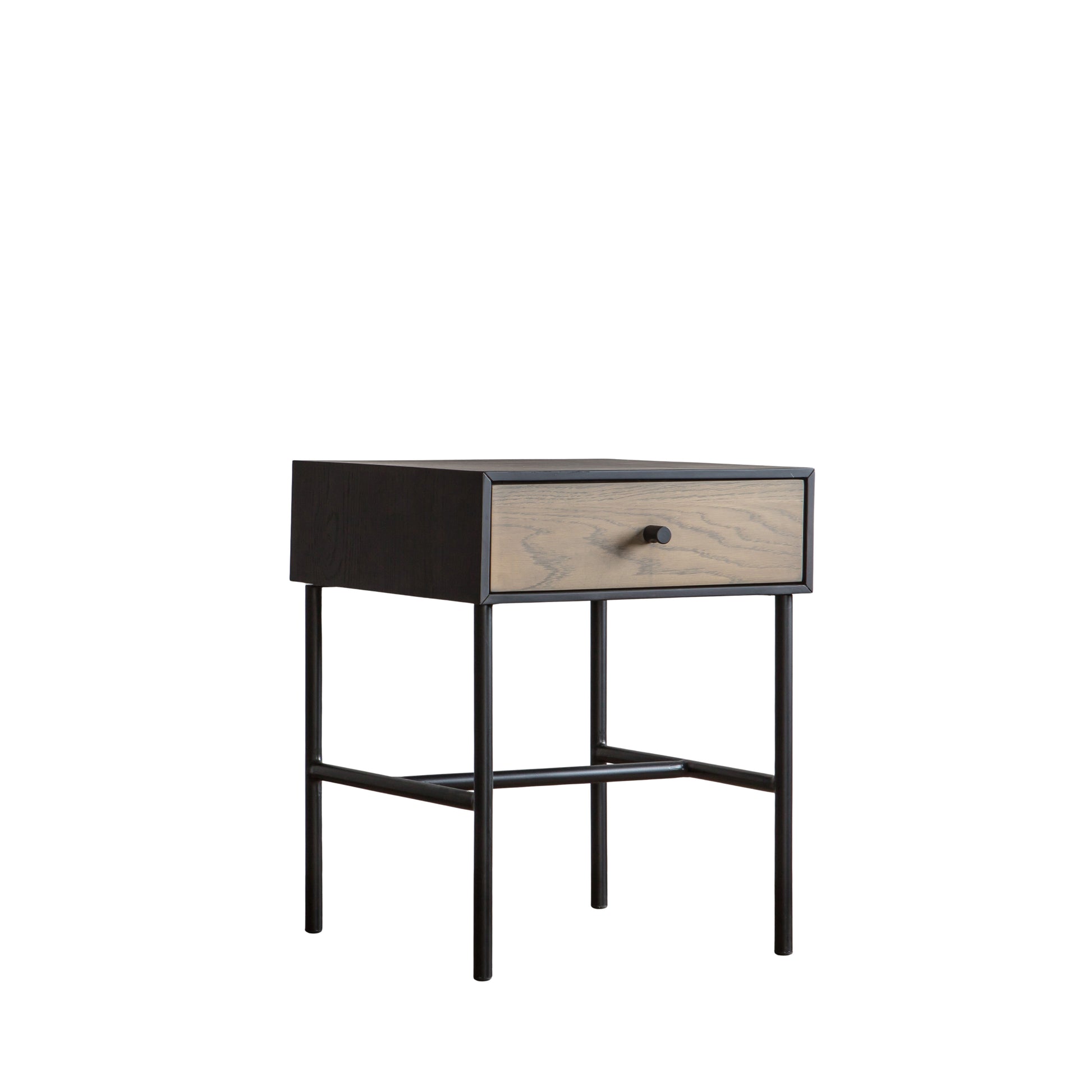 Carbury 1 Drawer Bedside Table Black / Natural