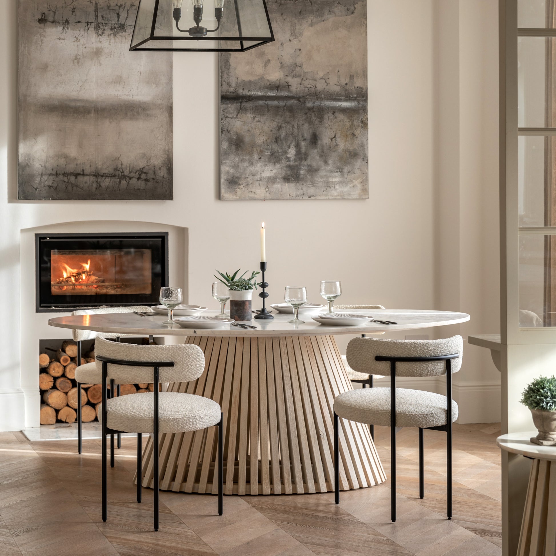Soho Oval Dining Table Natural / White
