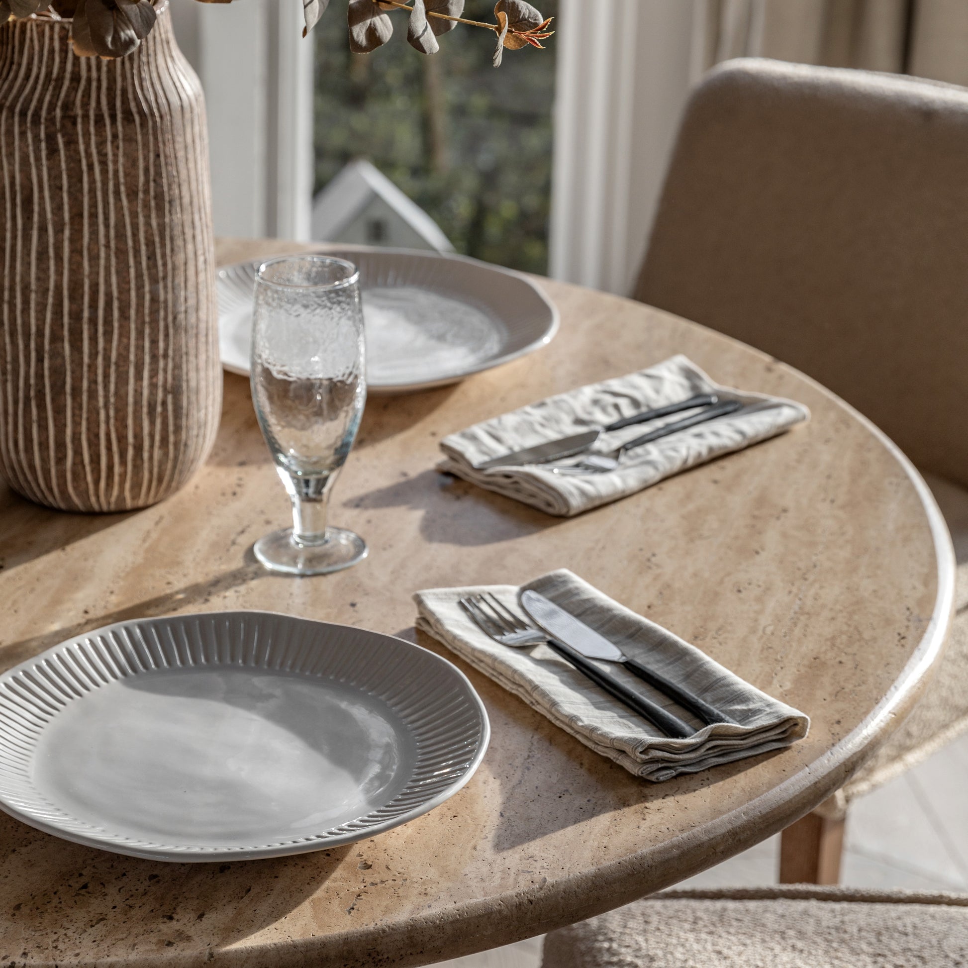 Sculpt Round Dining Table Dark Wood