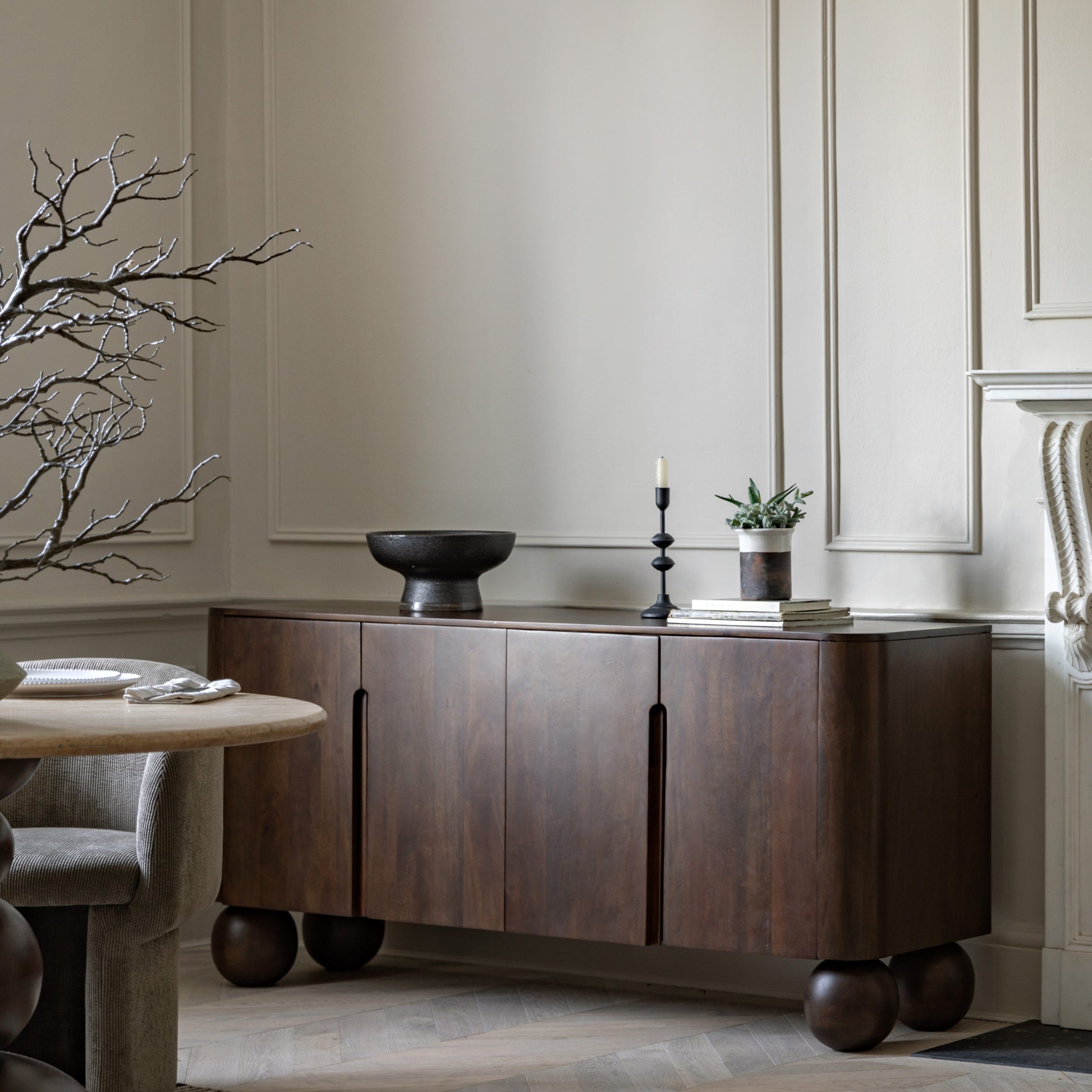 Sculpt 4 Door Sideboard Dark Wood