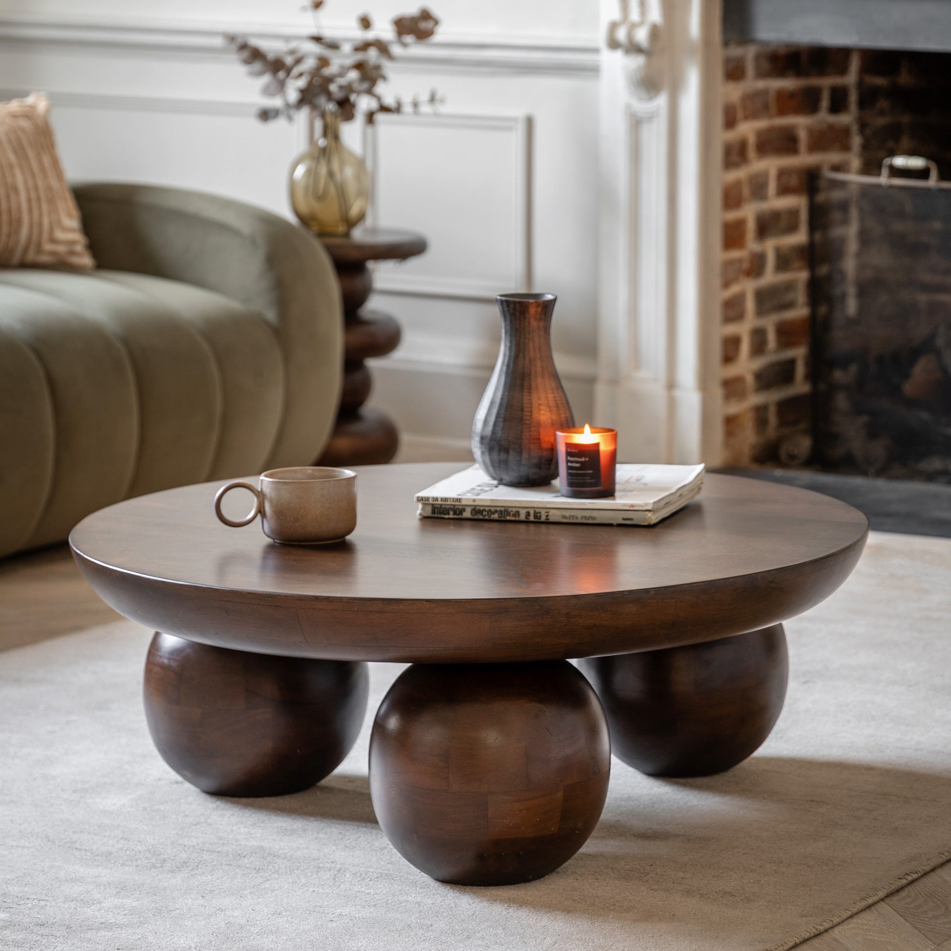Sculpt Round Coffee Table Dark Wood
