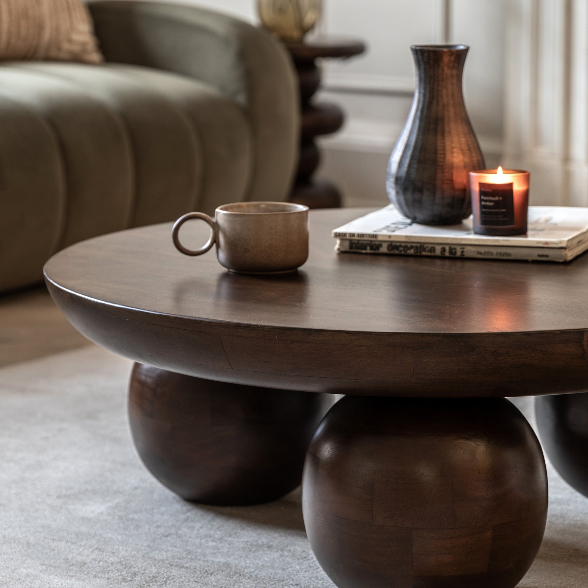 Sculpt Round Coffee Table Dark Wood