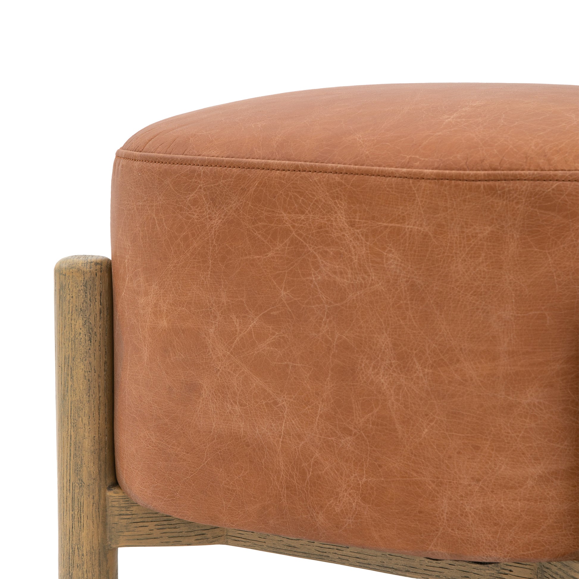 Tindon Footstool Vintage Brown Leather