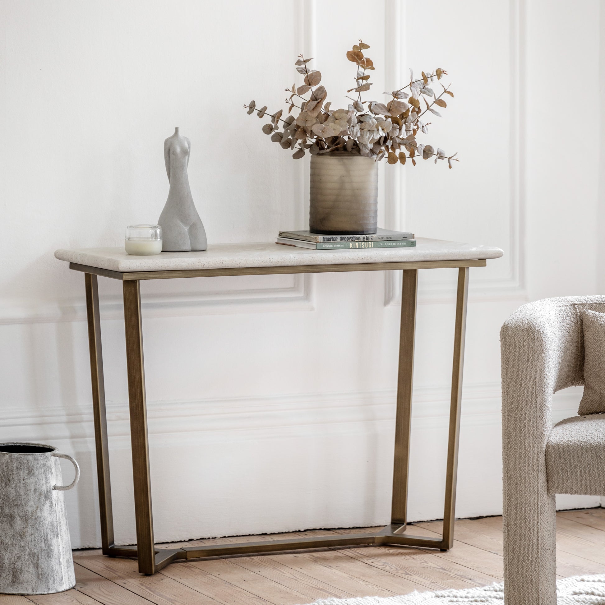 Moderna Console Table Travertine