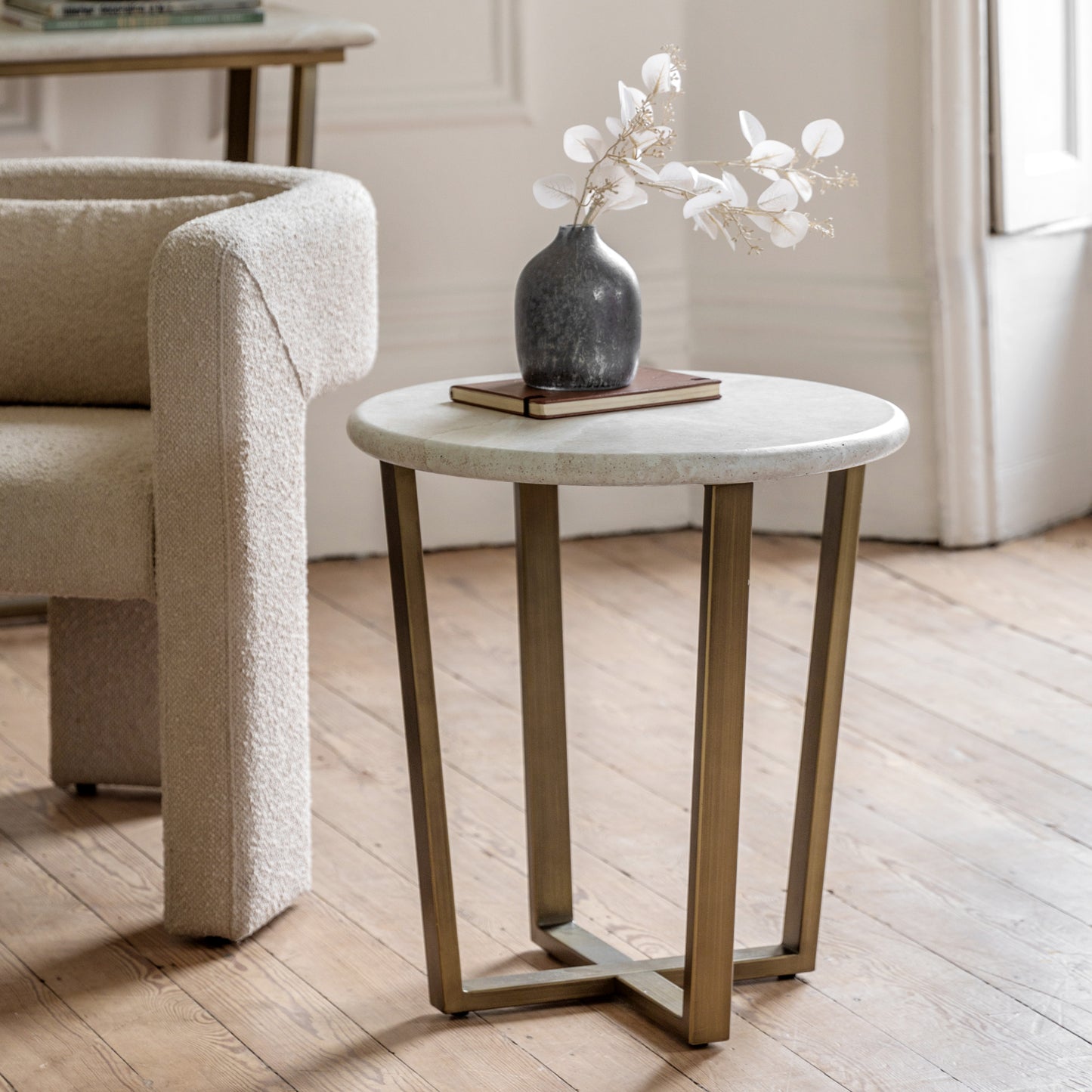 Moderna Side Table Travertine