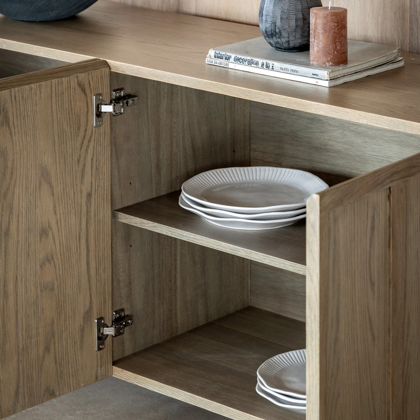 Panelled 4 Door Sideboard Smoked