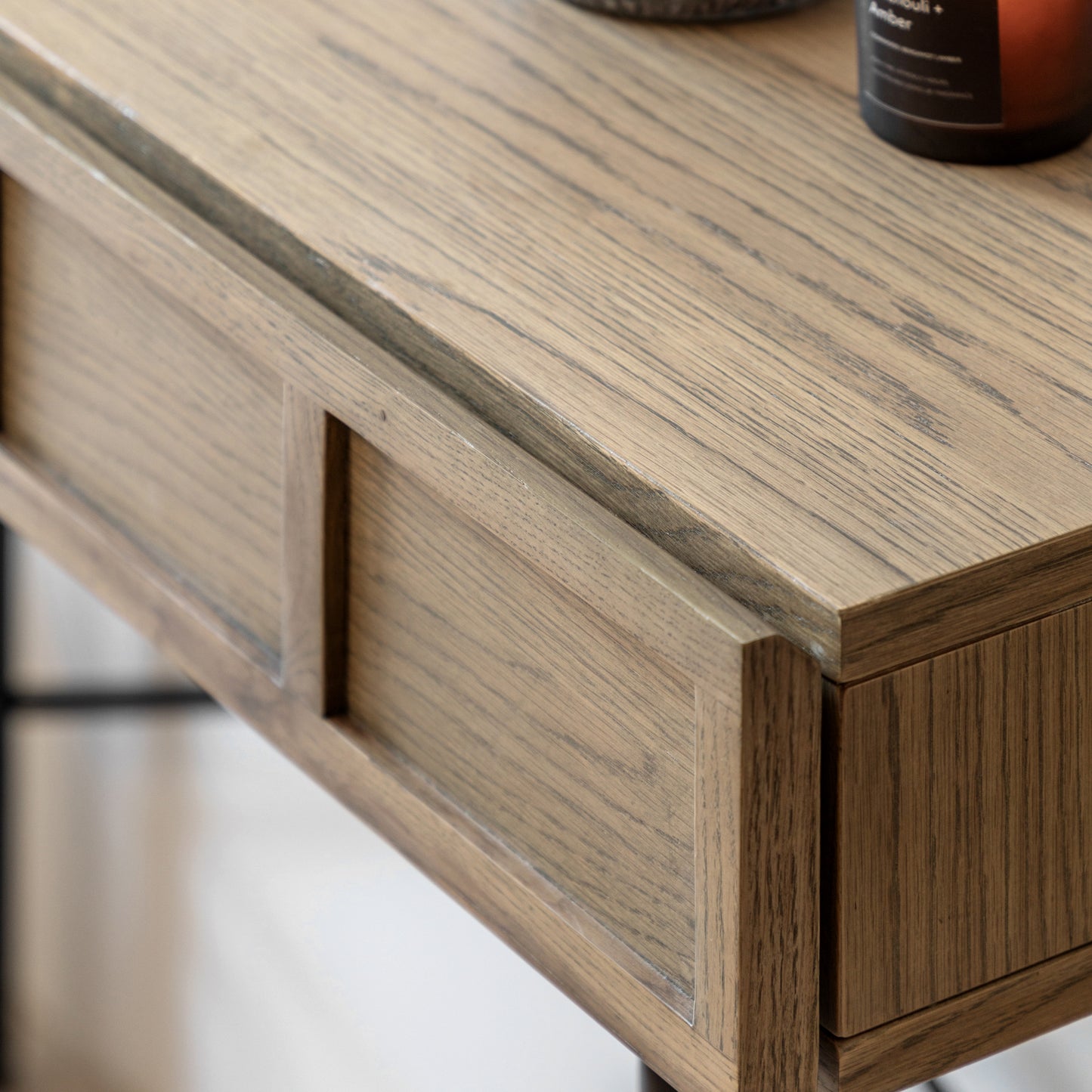 Panelled 2 Drawer Console Smoked