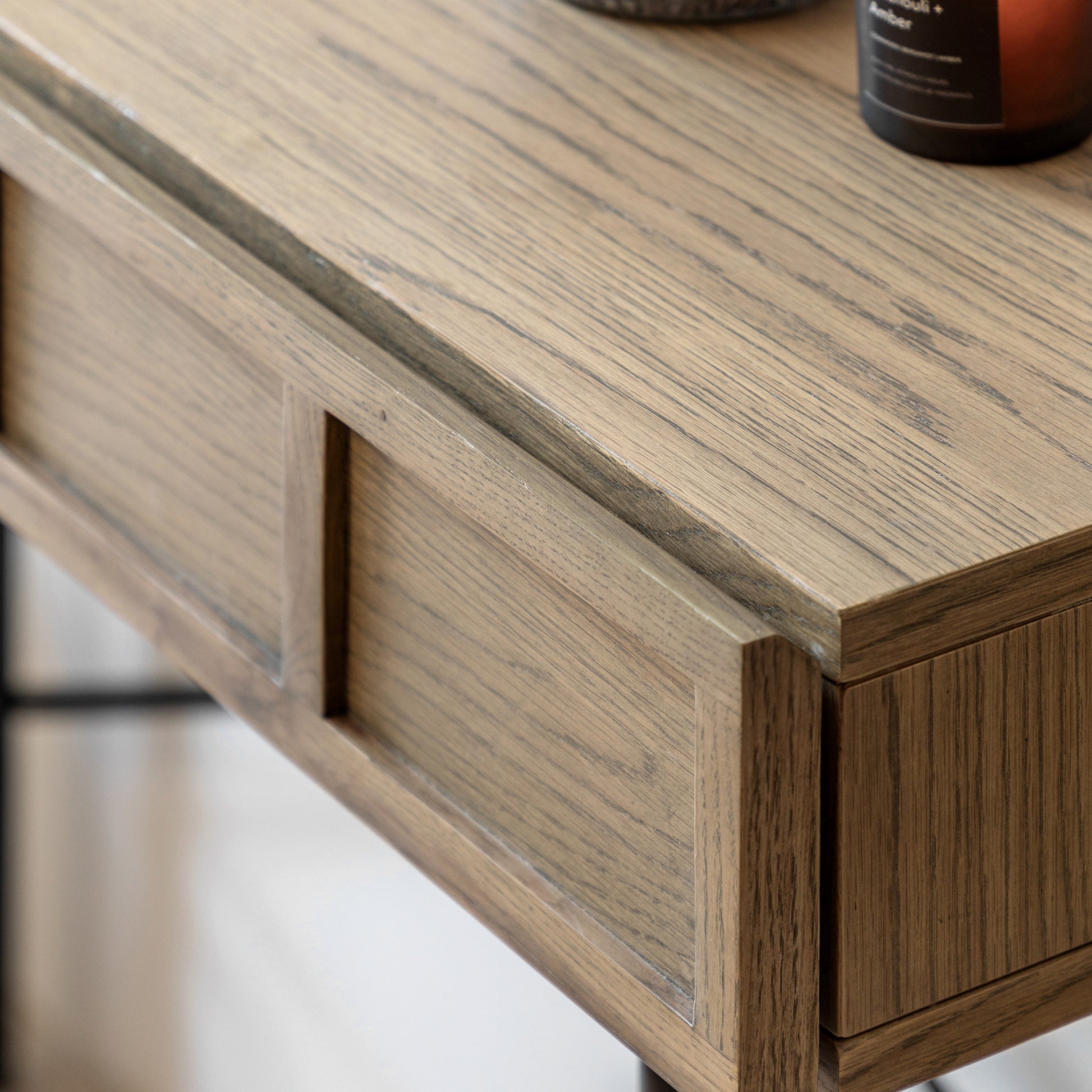 Panelled 2 Drawer Console Smoked