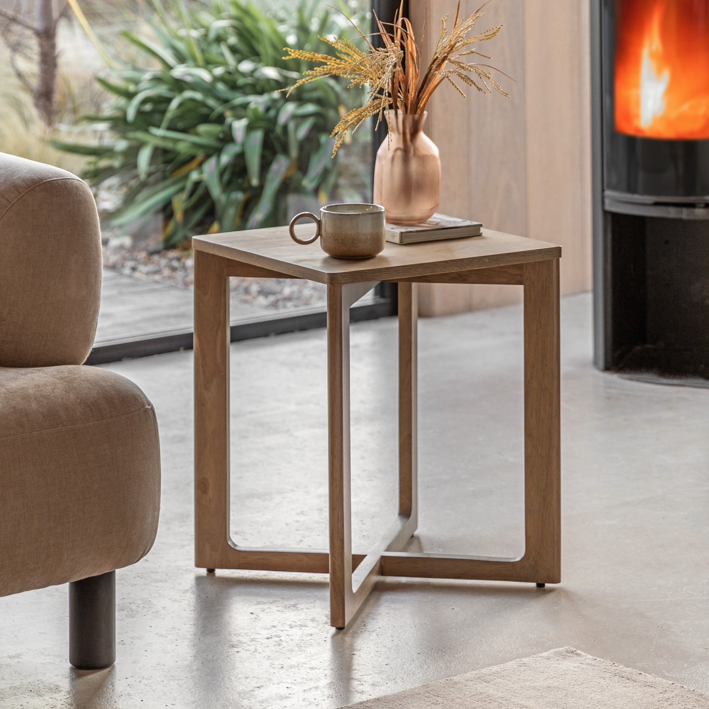 Panelled Side Table Smoked