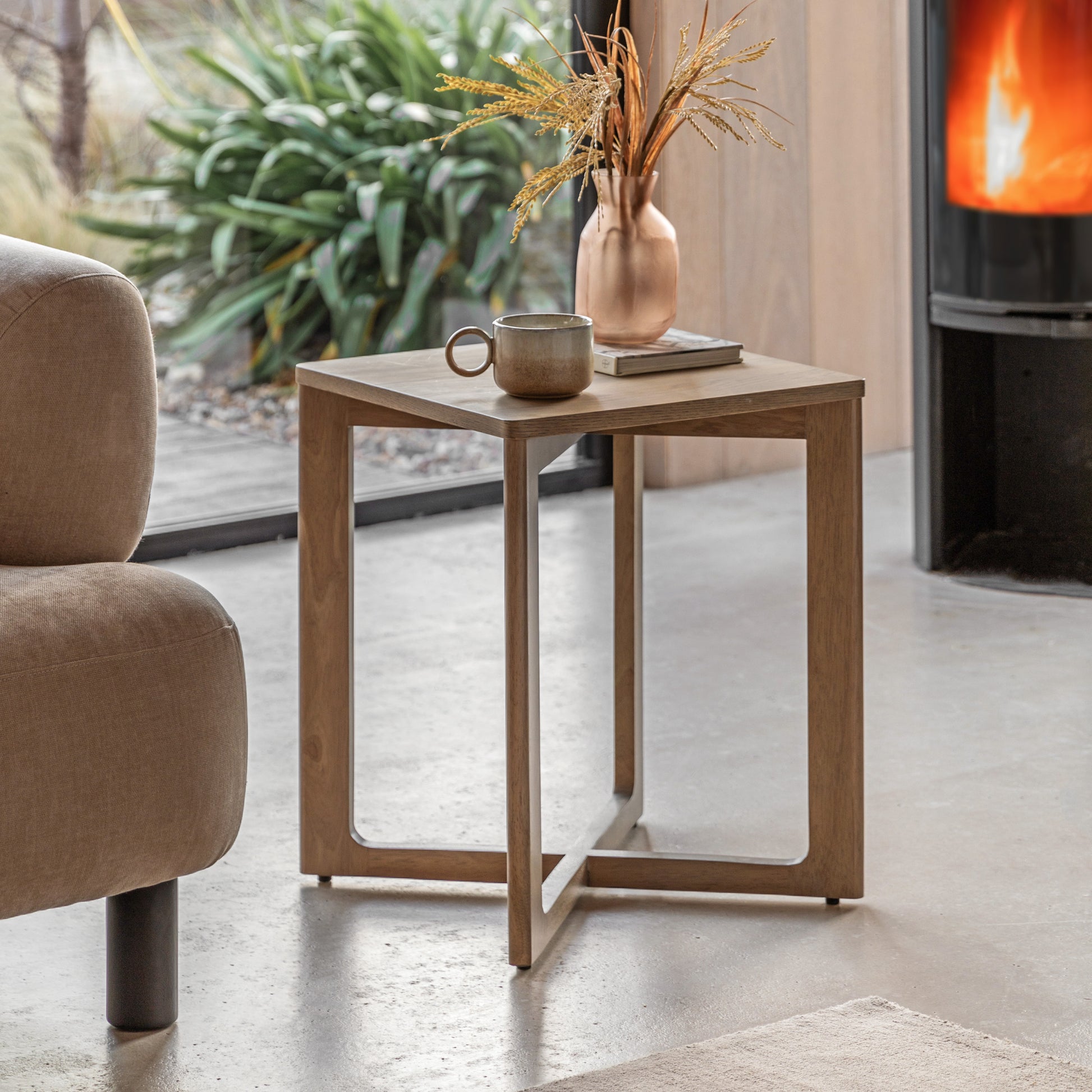 Panelled Side Table Smoked
