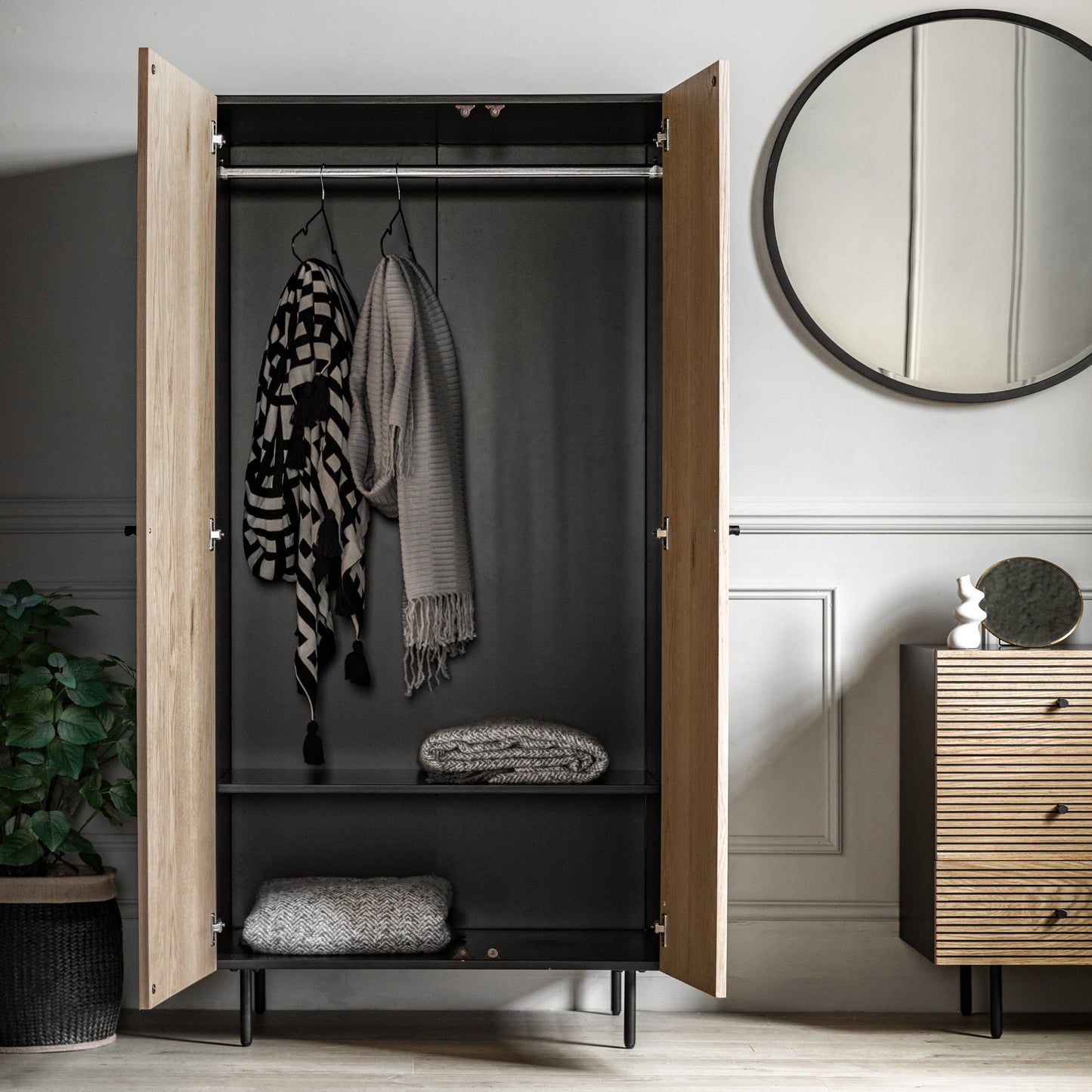 Hyland 2 Door Wardrobe Black / Natural
