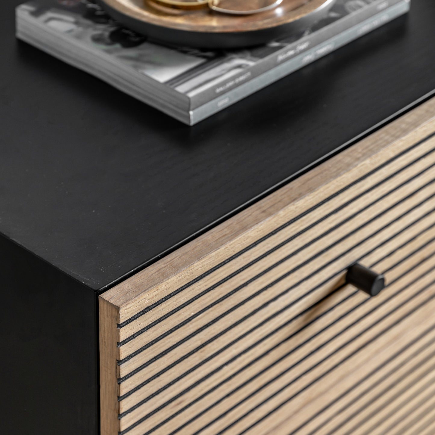 Hyland 3 Drawer Chest Black / Natural