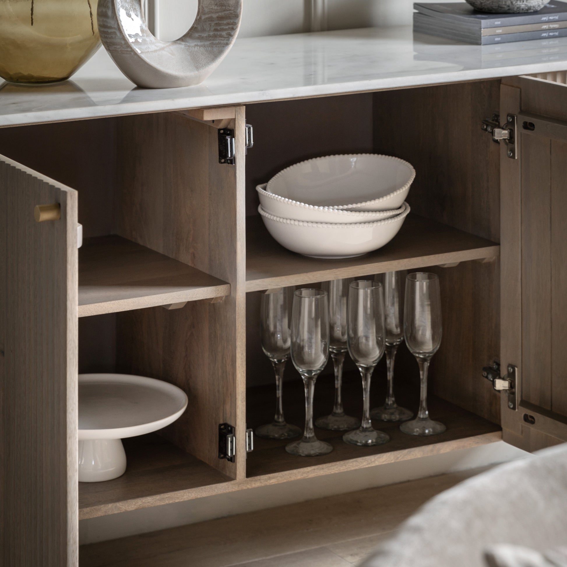 Marmo 3 Door Sideboard Grey Wash / White