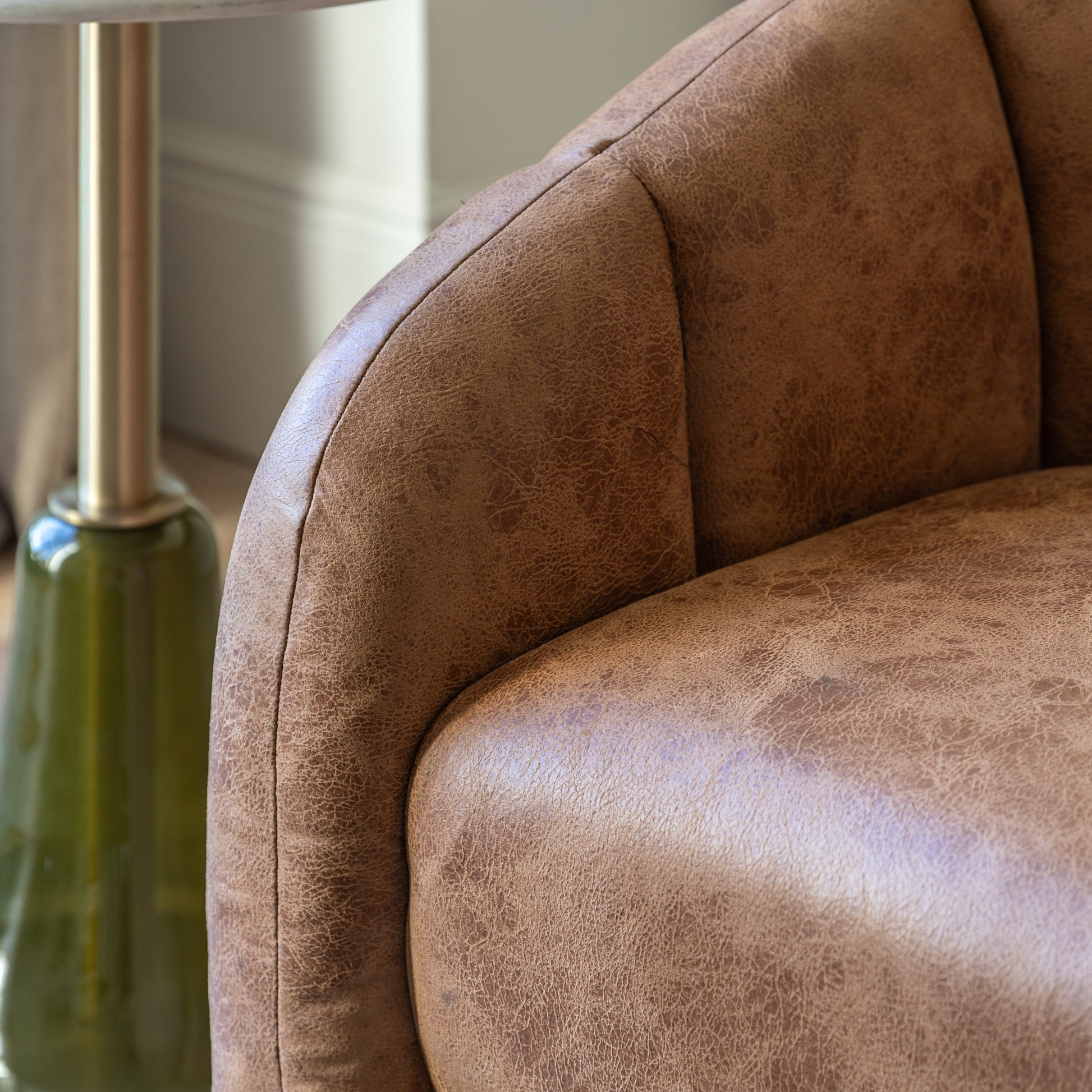 Atella Tub Chair Antique Tan Leather