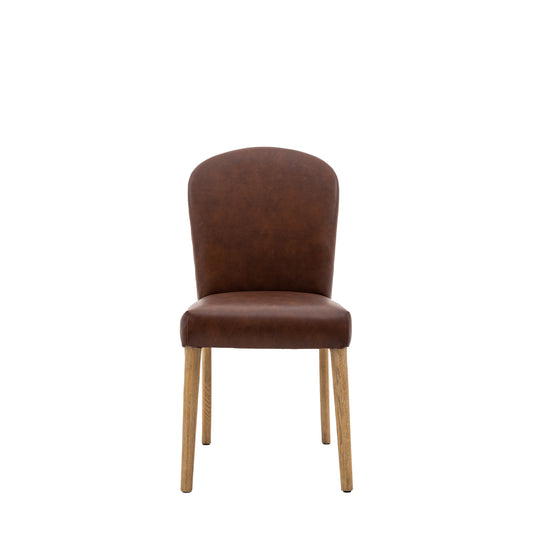 Hinton Dining Chair Brn Leath (2pk) Antique Brown Leather