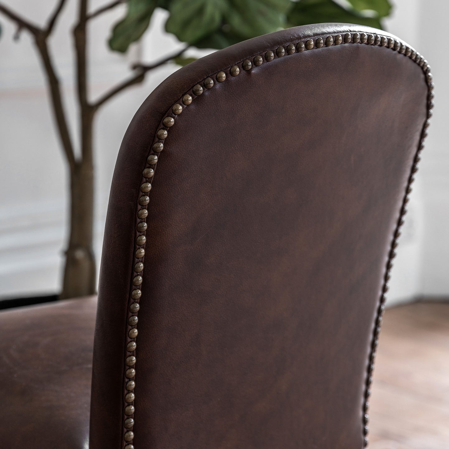 Hinton Dining Chair Brn Leath (2pk) Antique Brown Leather