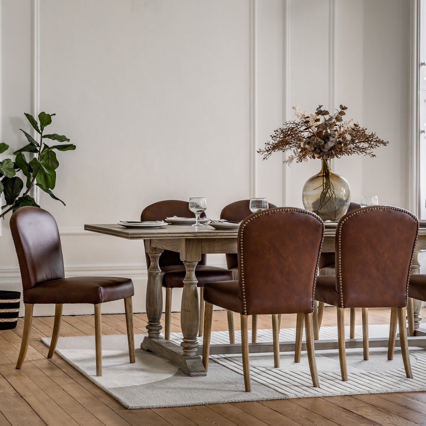 Hinton Dining Chair Brn Leath (2pk) Antique Brown Leather