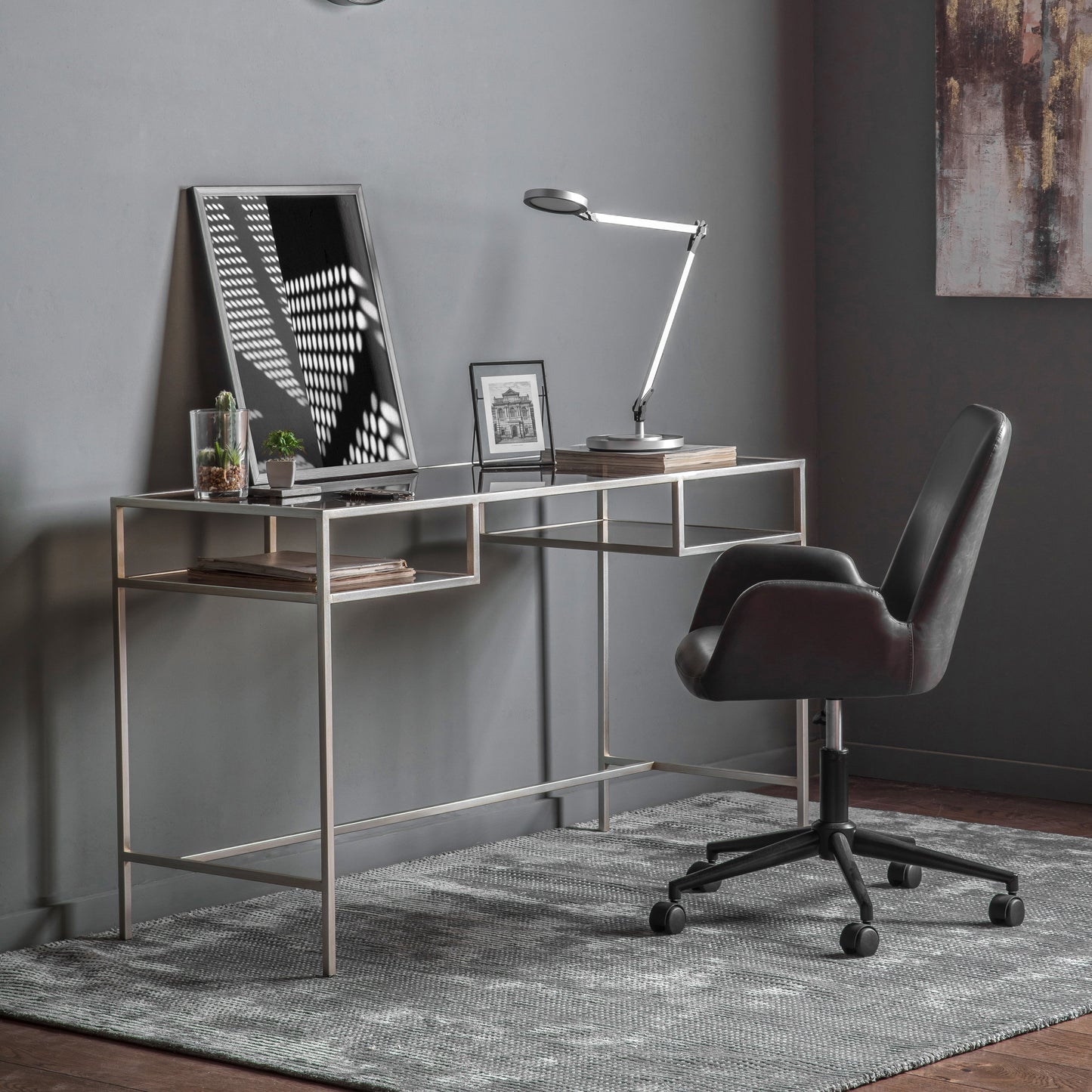 Rothbury Desk Silver Clear / Silver