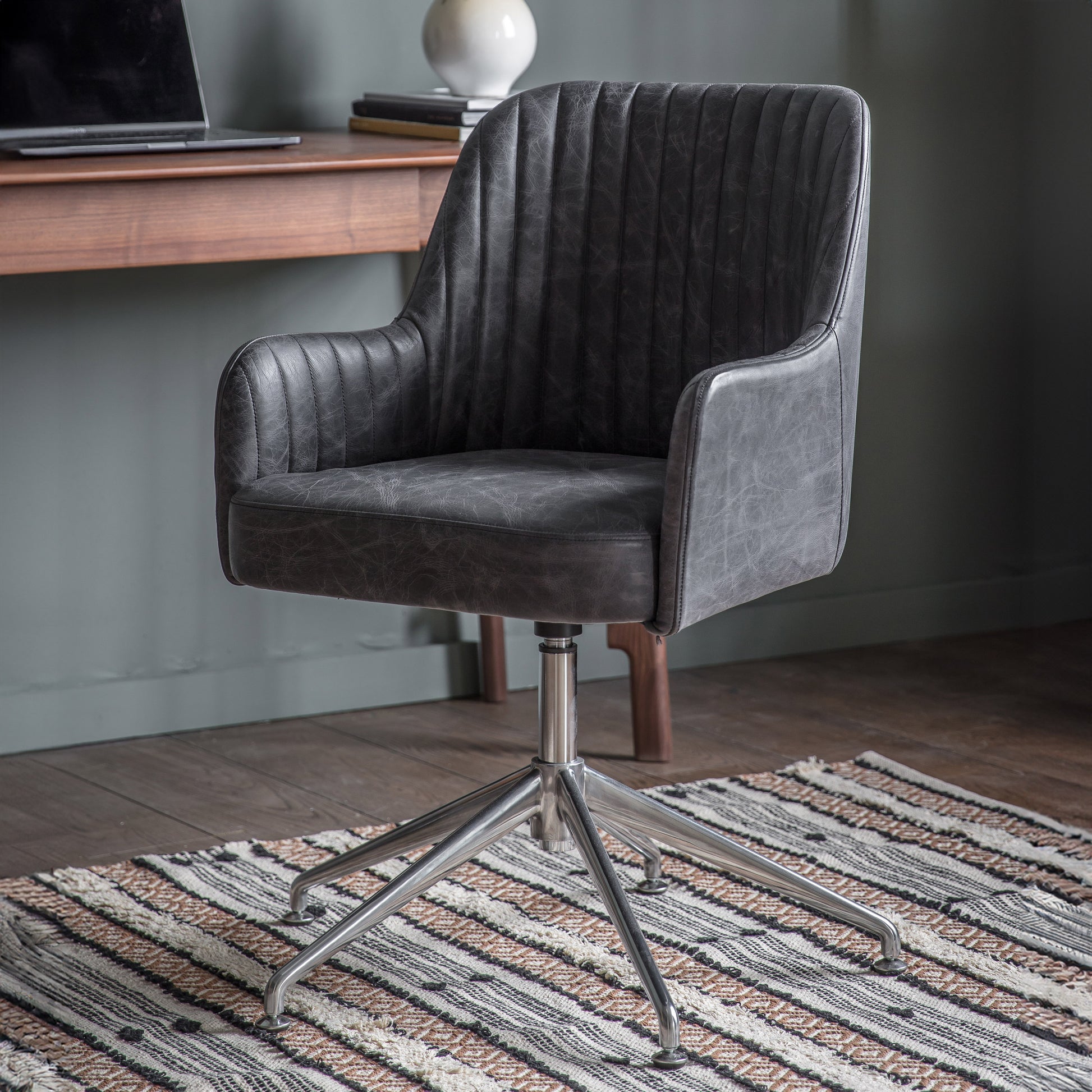 Curie Swivel Chair Antique Ebony