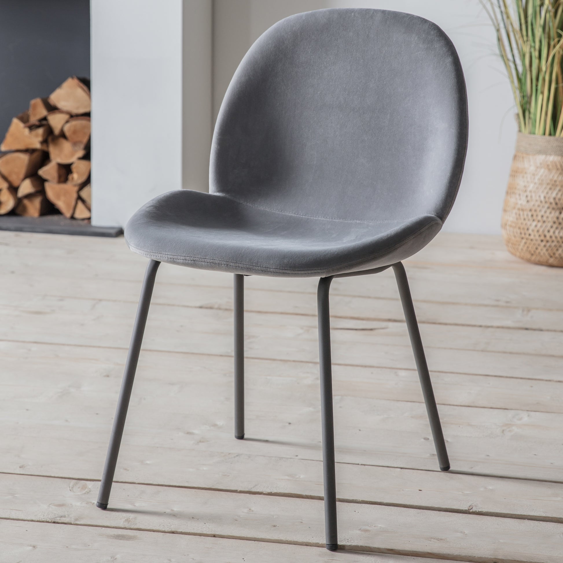 Flanagan Chair Velvet (2pk) Light Grey