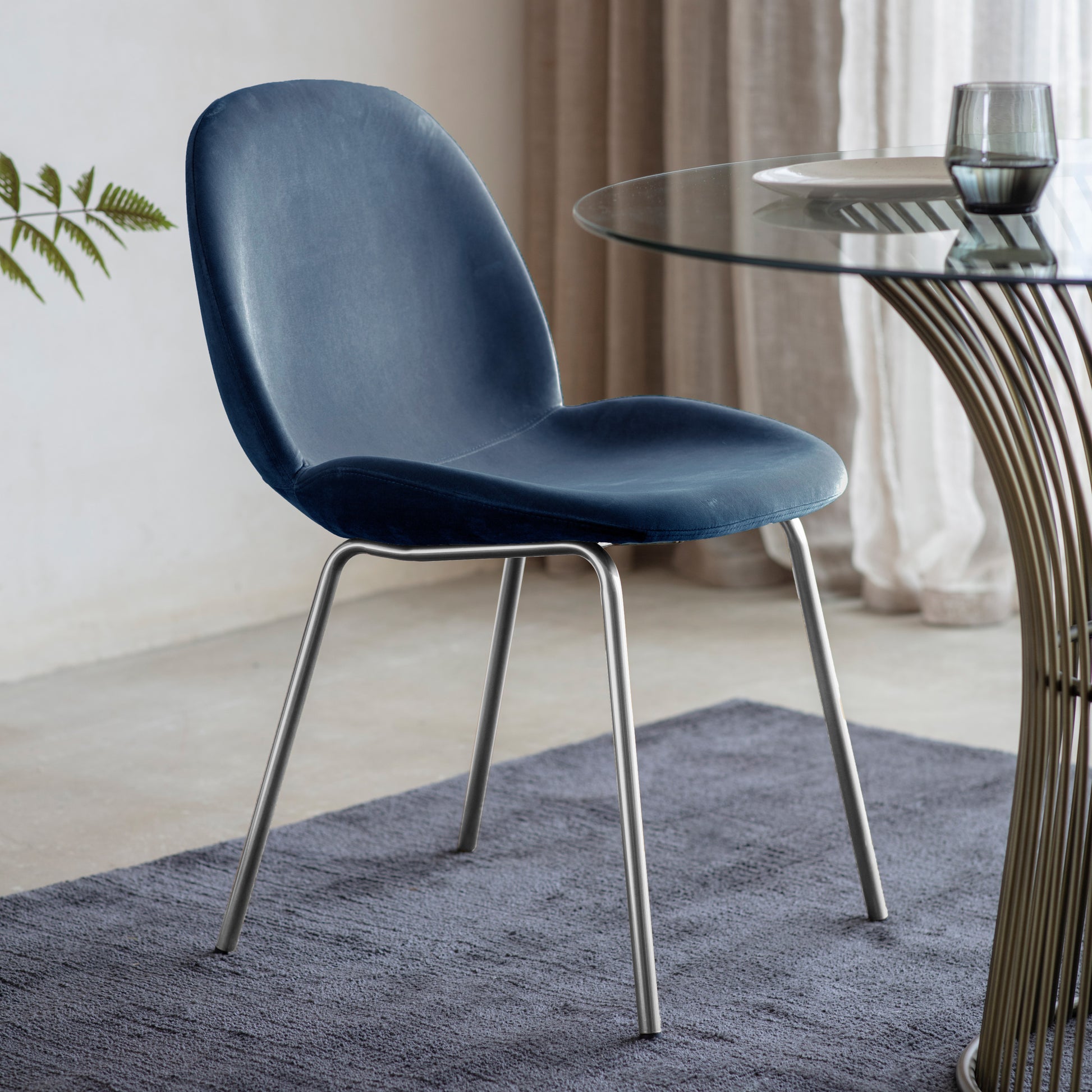 Flanagan Chair Velvet (2pk) Petrol Blue