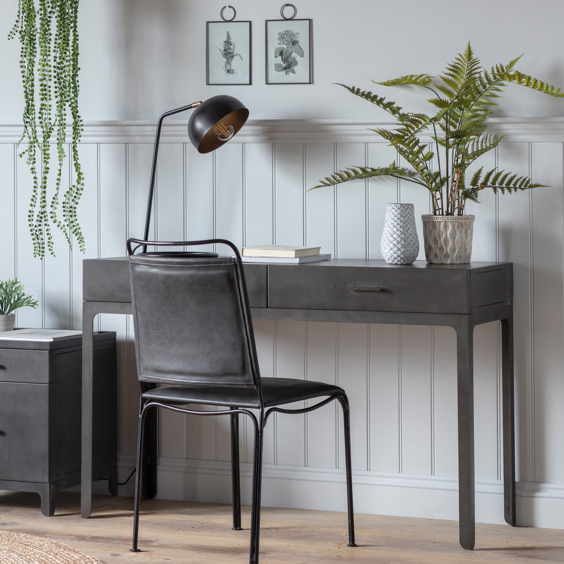 Ottinge 2 Drawer Desk Dark Grey