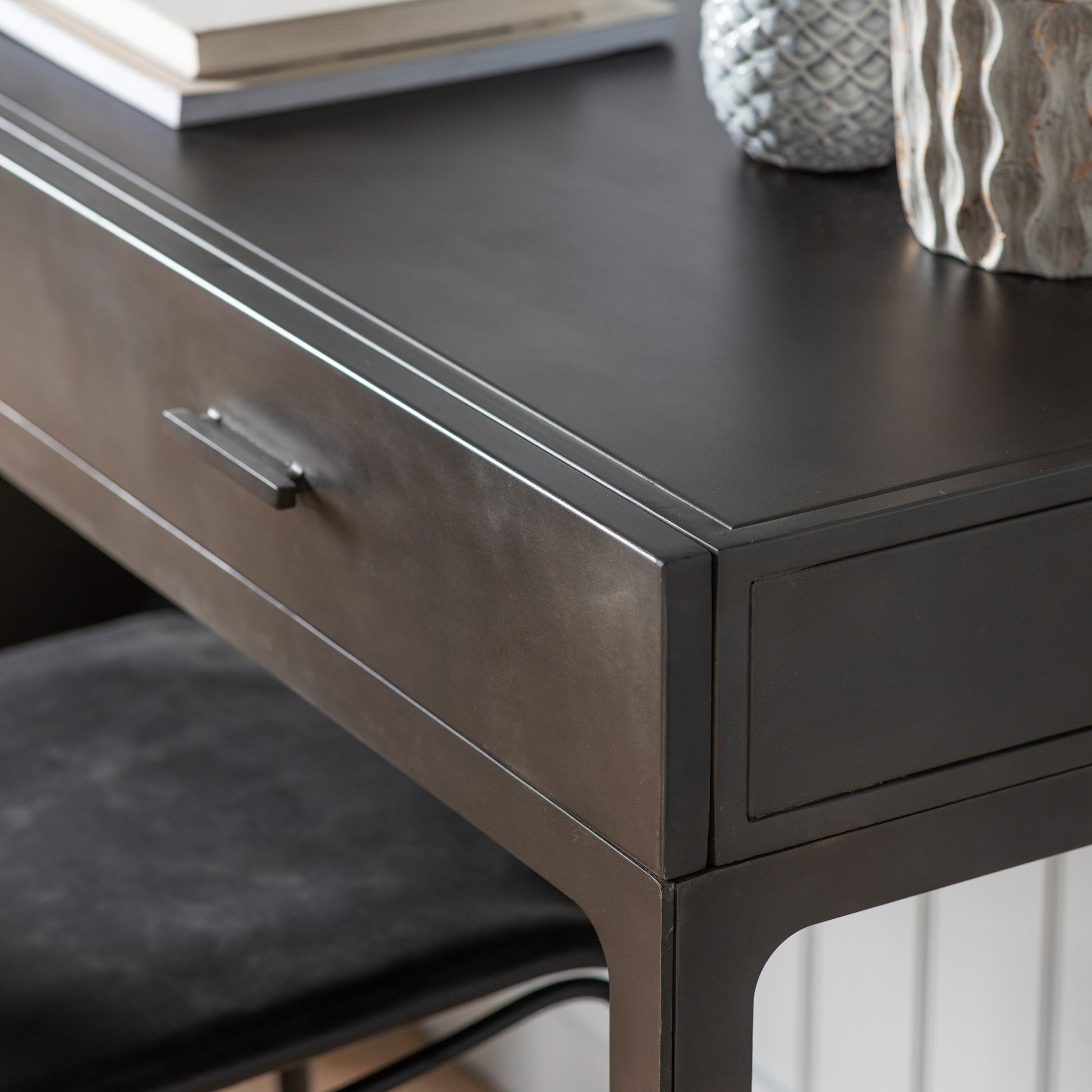 Ottinge 2 Drawer Desk Dark Grey