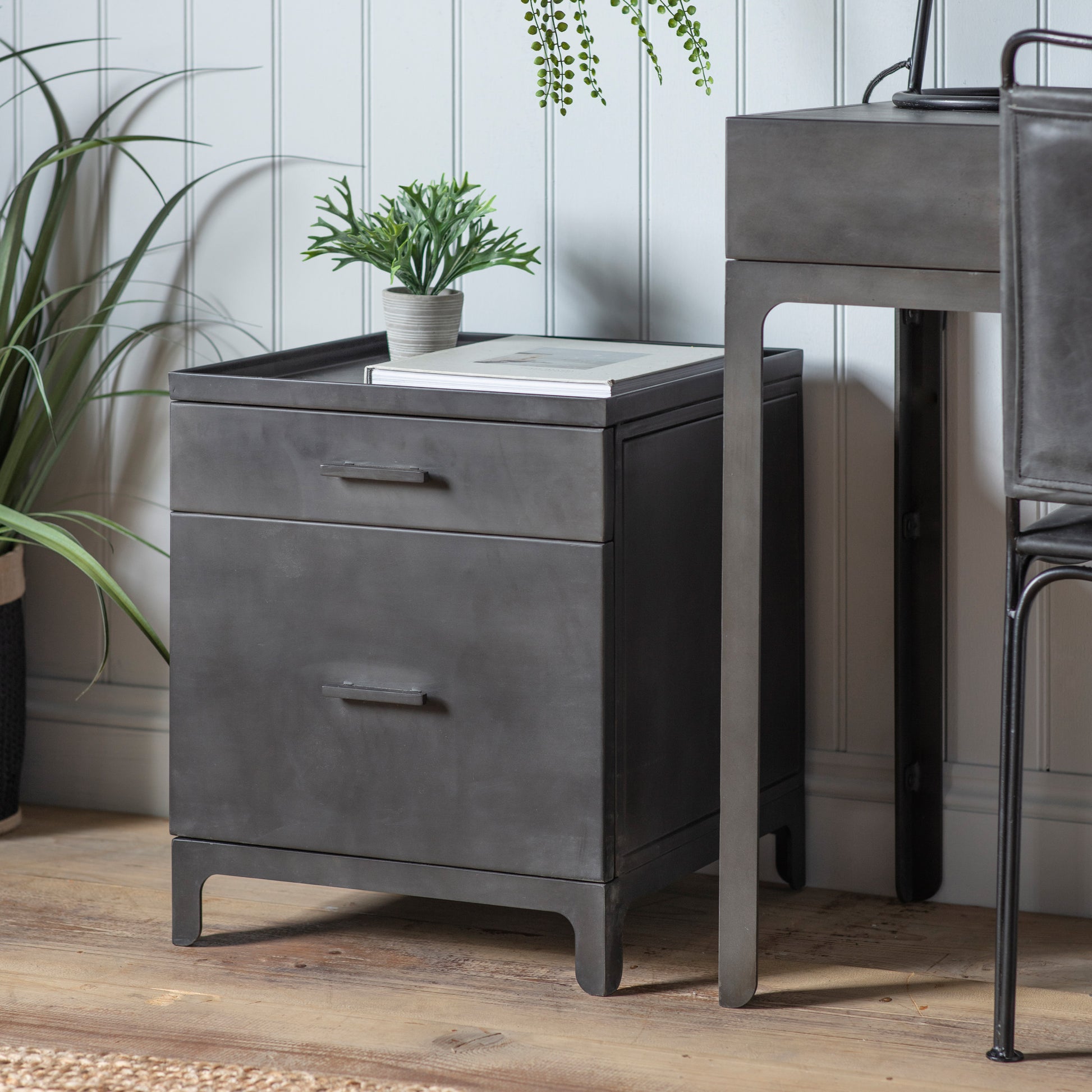 Ottinge 2 Drawer Side Table Dark Grey