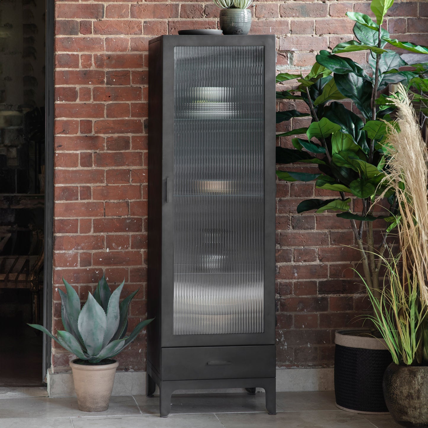 Rye 1 Drawer 1 Door Display Unit Dark Grey