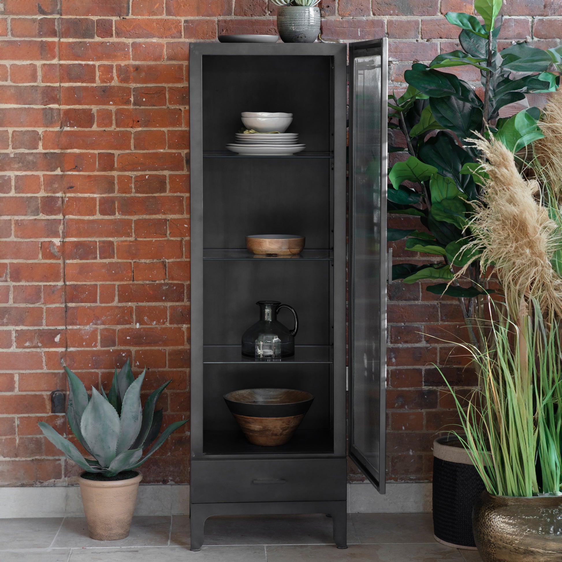 Rye 1 Drawer 1 Door Display Unit Dark Grey