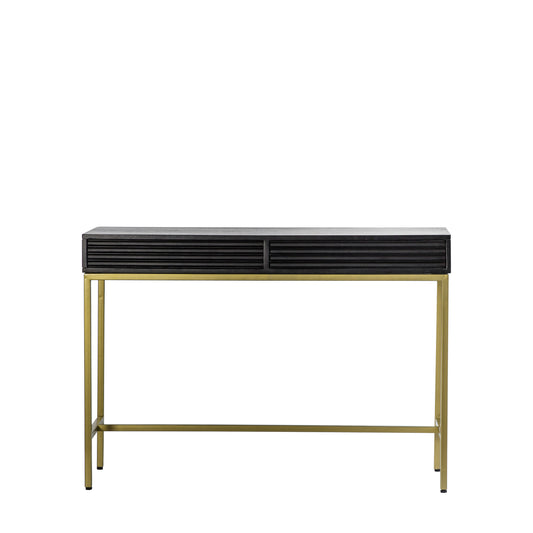 Ripple 2 Drawer Console Table Black / Gold