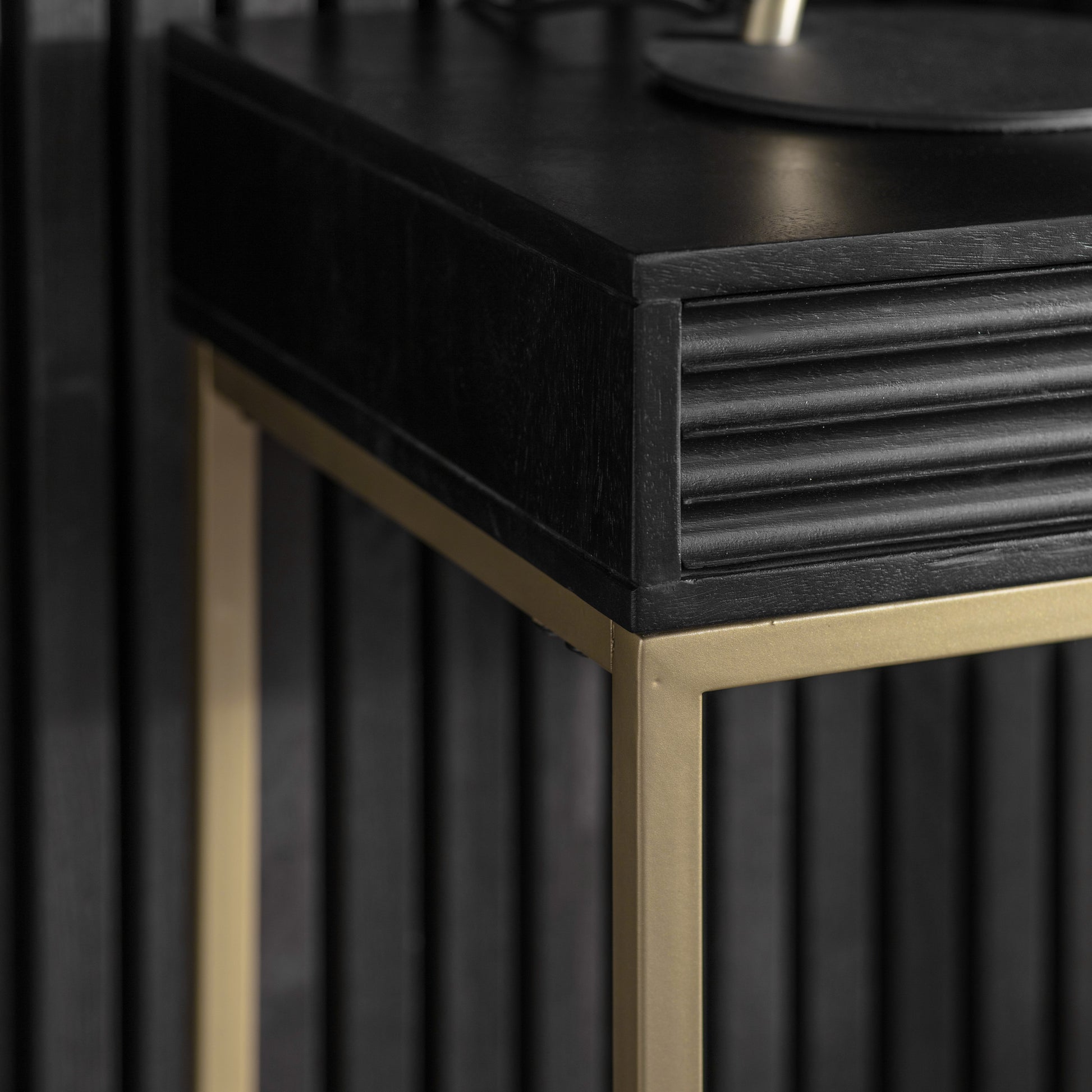 Ripple 2 Drawer Console Table Black / Gold