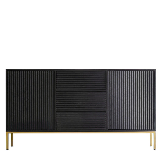 Ripple 2 Door 3 Drawer Sideboard Black / Gold