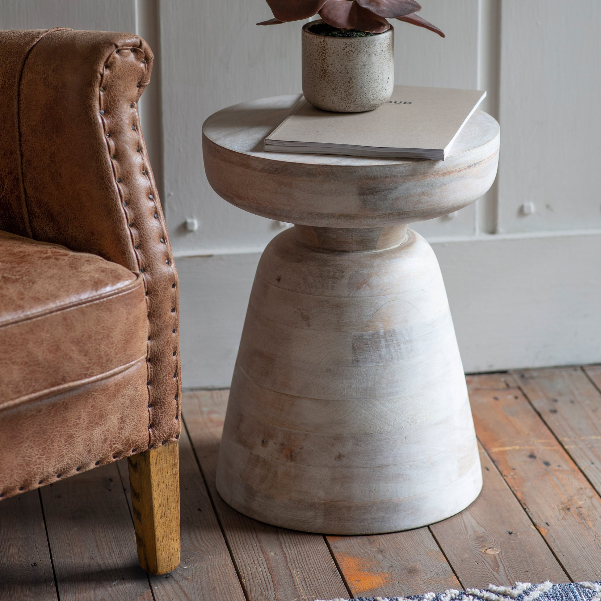 Milstead Side Table White Wash Whitewash