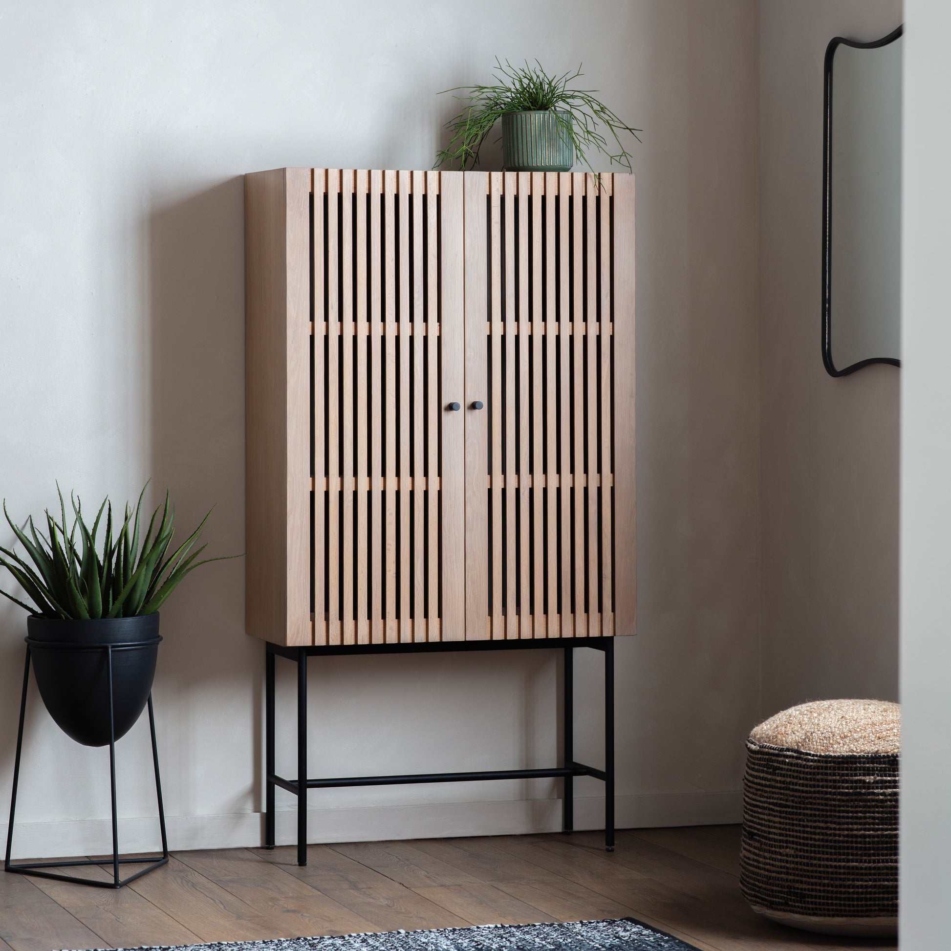 Okayama 2 Door Cocktail Cabinet Oak