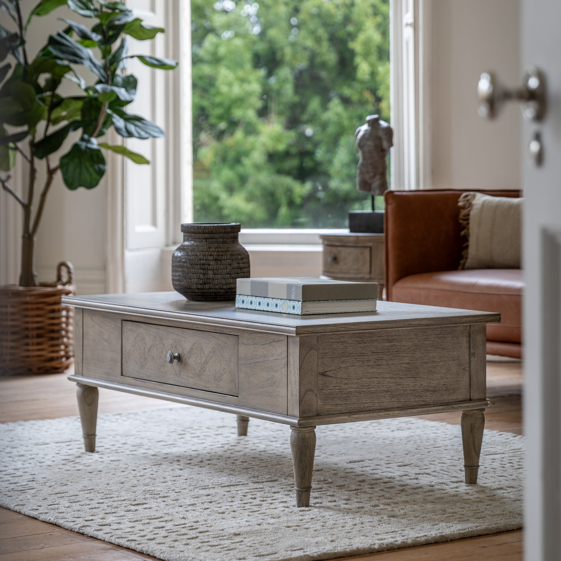 Mustique Push Drawer Coffee Table Natural