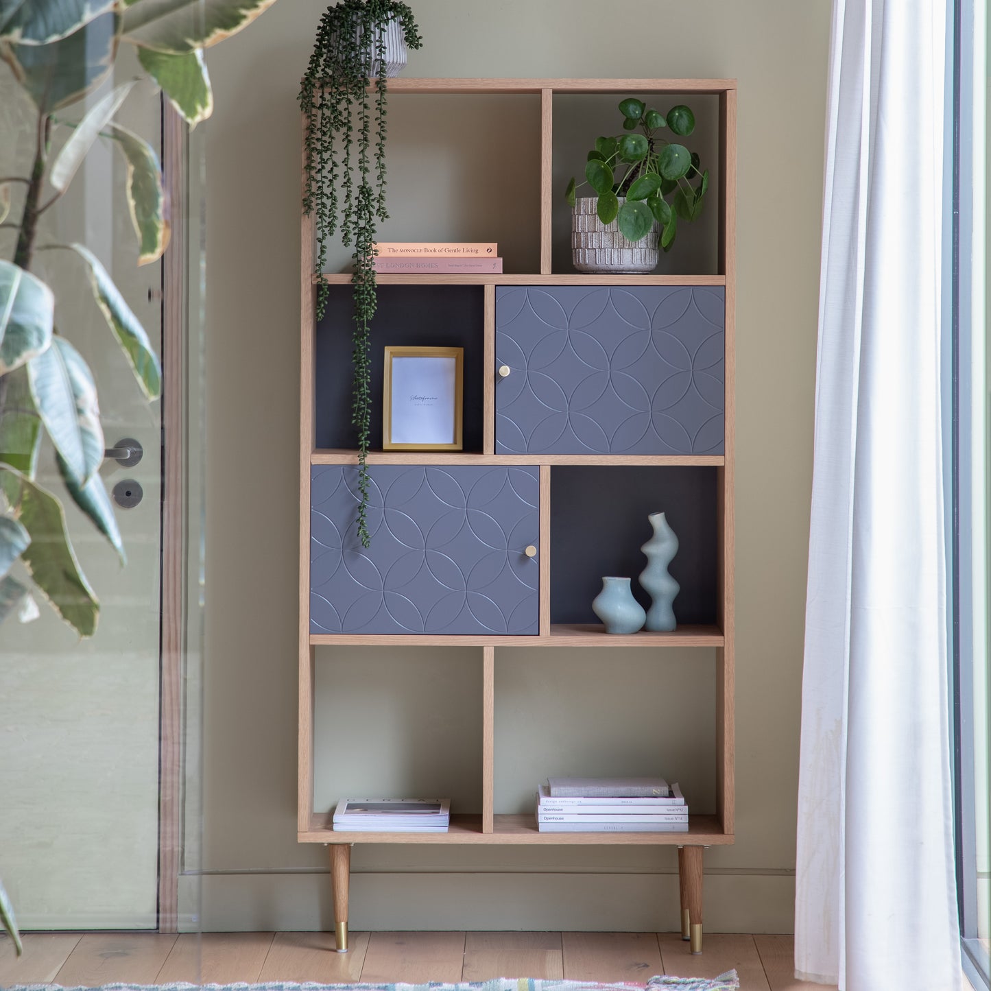 Newbury Display Unit Oak Grey Grey / Oak