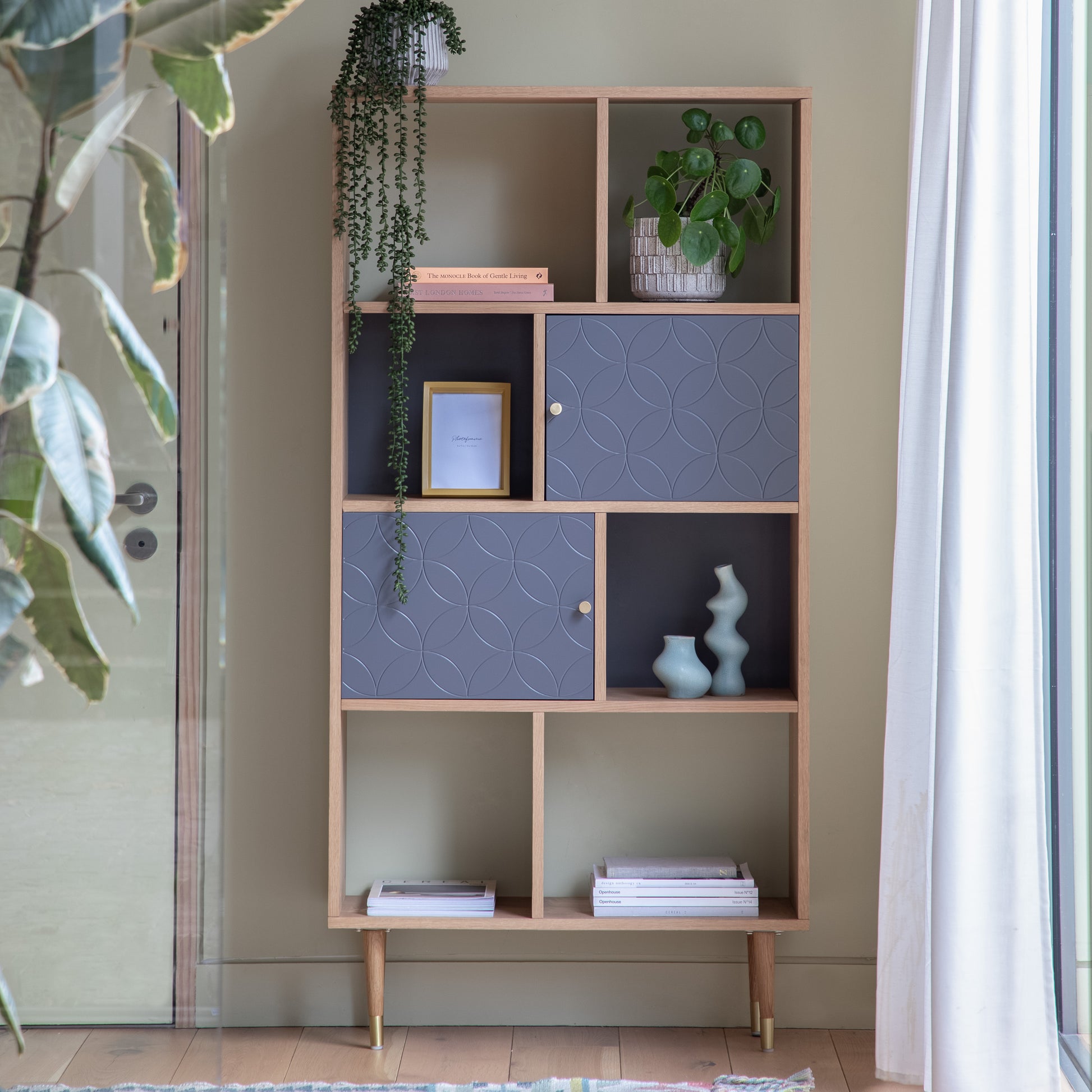 Newbury Display Unit Oak Grey Grey / Oak