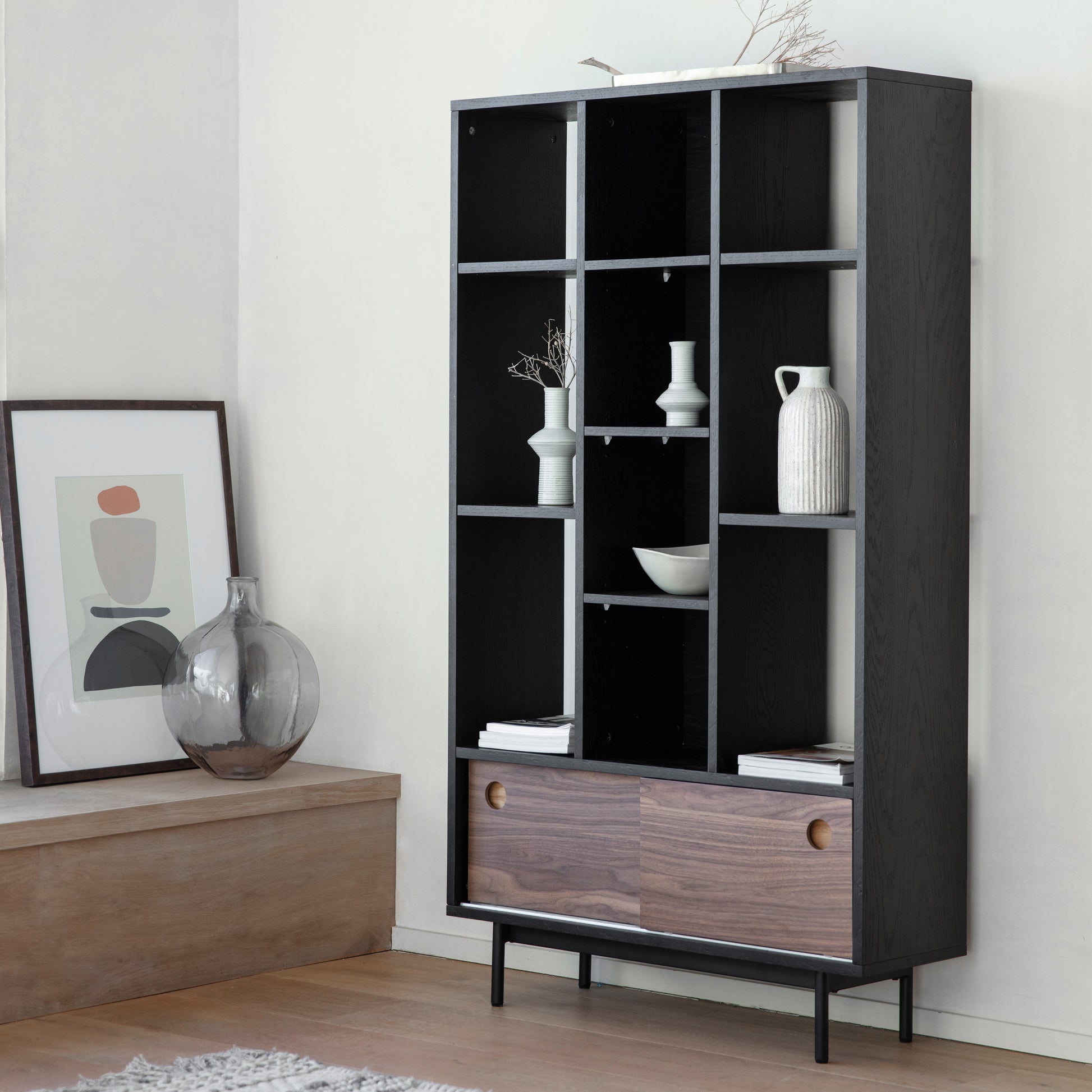 Barbican Display Unit Black / Walnut