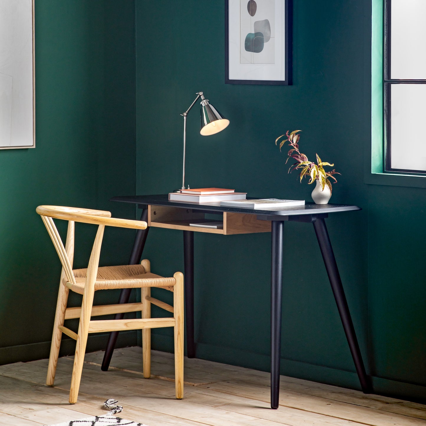 Maddox Desk with Shelf Black