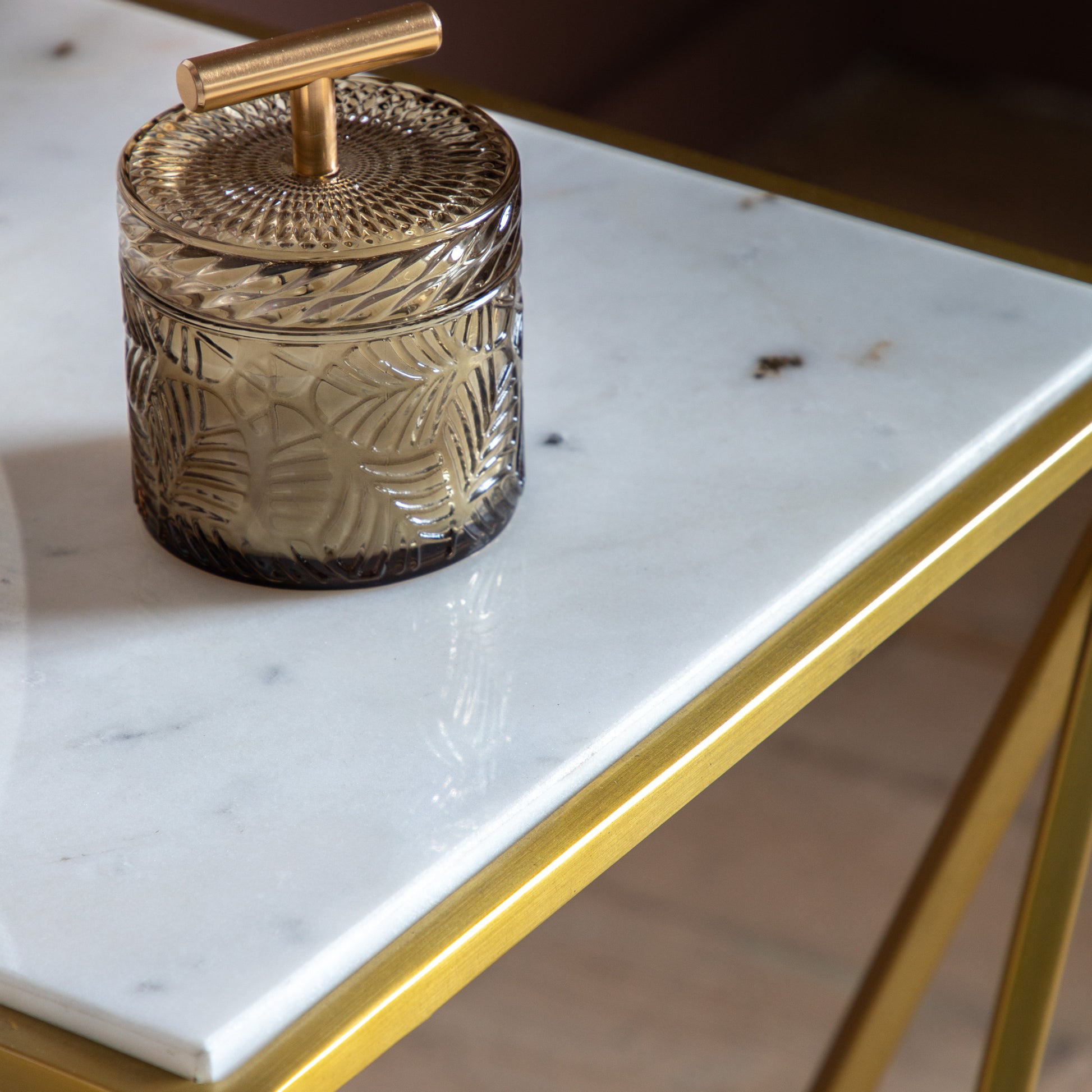 Helford Side Table Gold Gold / White