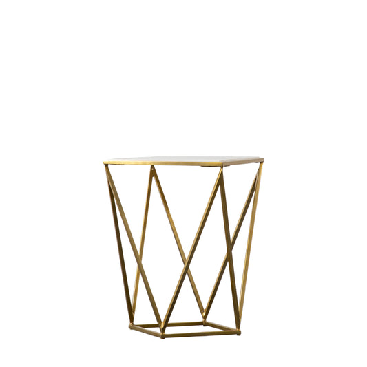 Helford Side Table Gold Gold / White