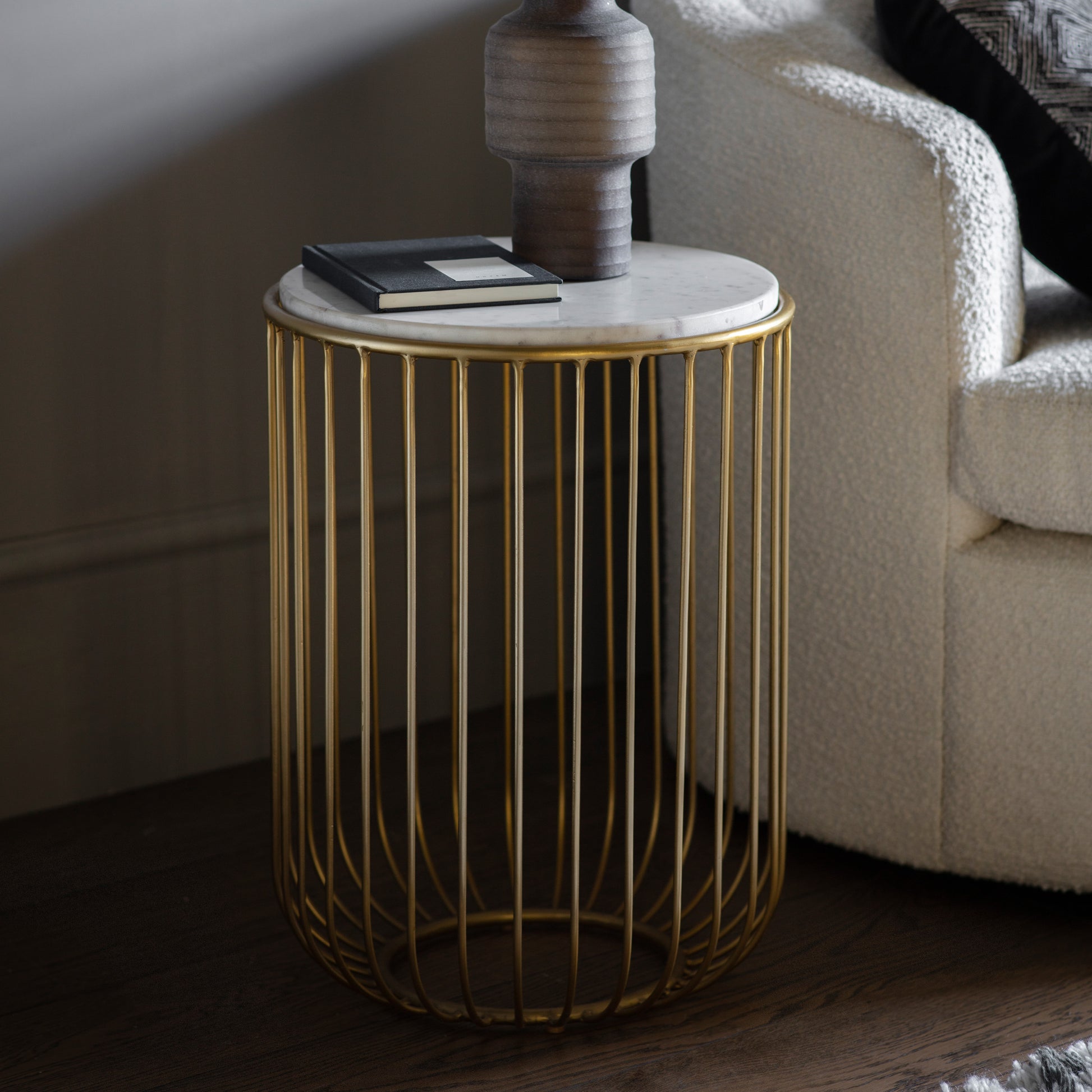 Riley Side Table Gold Gold / White